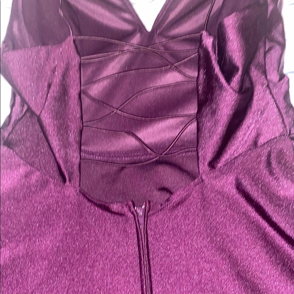 City Studio Dark Purple High Low Wrap Dress - Picture 4 of 7